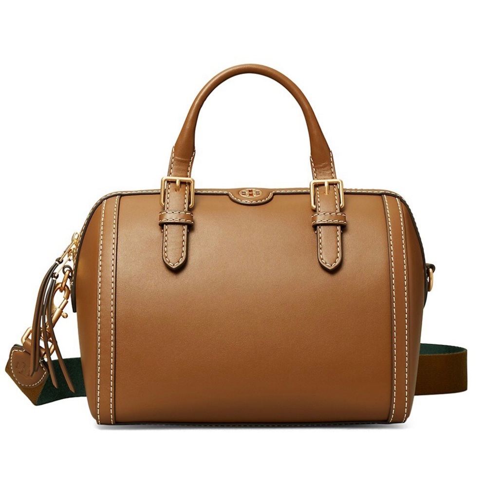 Tory Burch Barrel Satchel Crossbody Leather Shoulder Bag